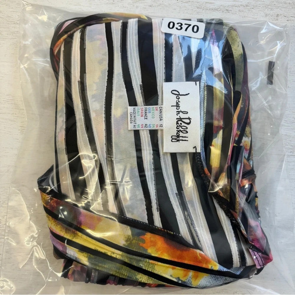 JOSEPH RIBKOFF 12 rainbow stripe wrap look stretch midi dress $259 - Picture 10 of 10